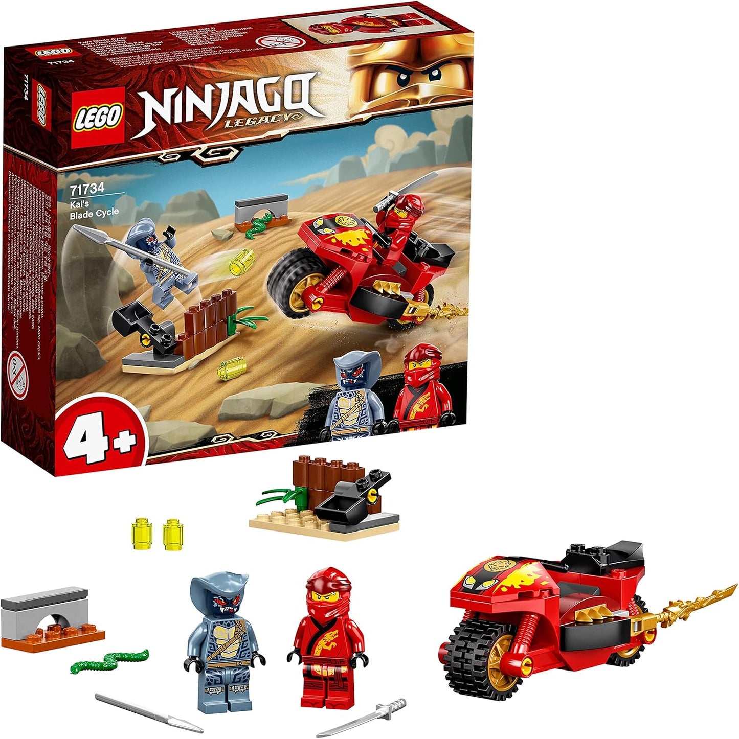 LEGO 71734 Ninjago Kais Fire Bike, Motorcycle Toy Set from 4 Years with Figures