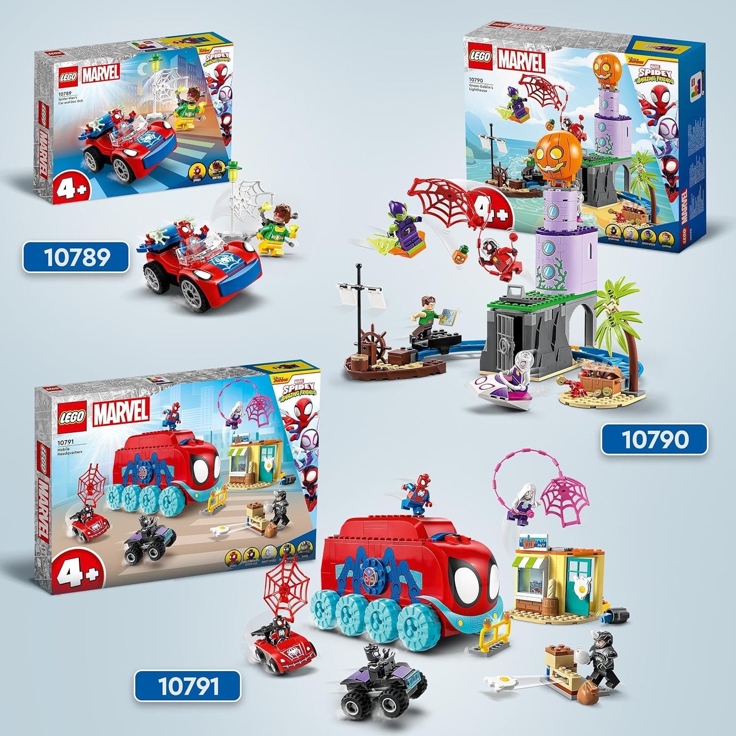 LEGO Marvel Spider-Mans Auto und Doc Ock Set, Spidey und seine Super-Freunde, baubares Spielzeug für Jungen und Mädchen ab 4 Jahren, mit im Dunkeln leuchtenden Teilen 10789