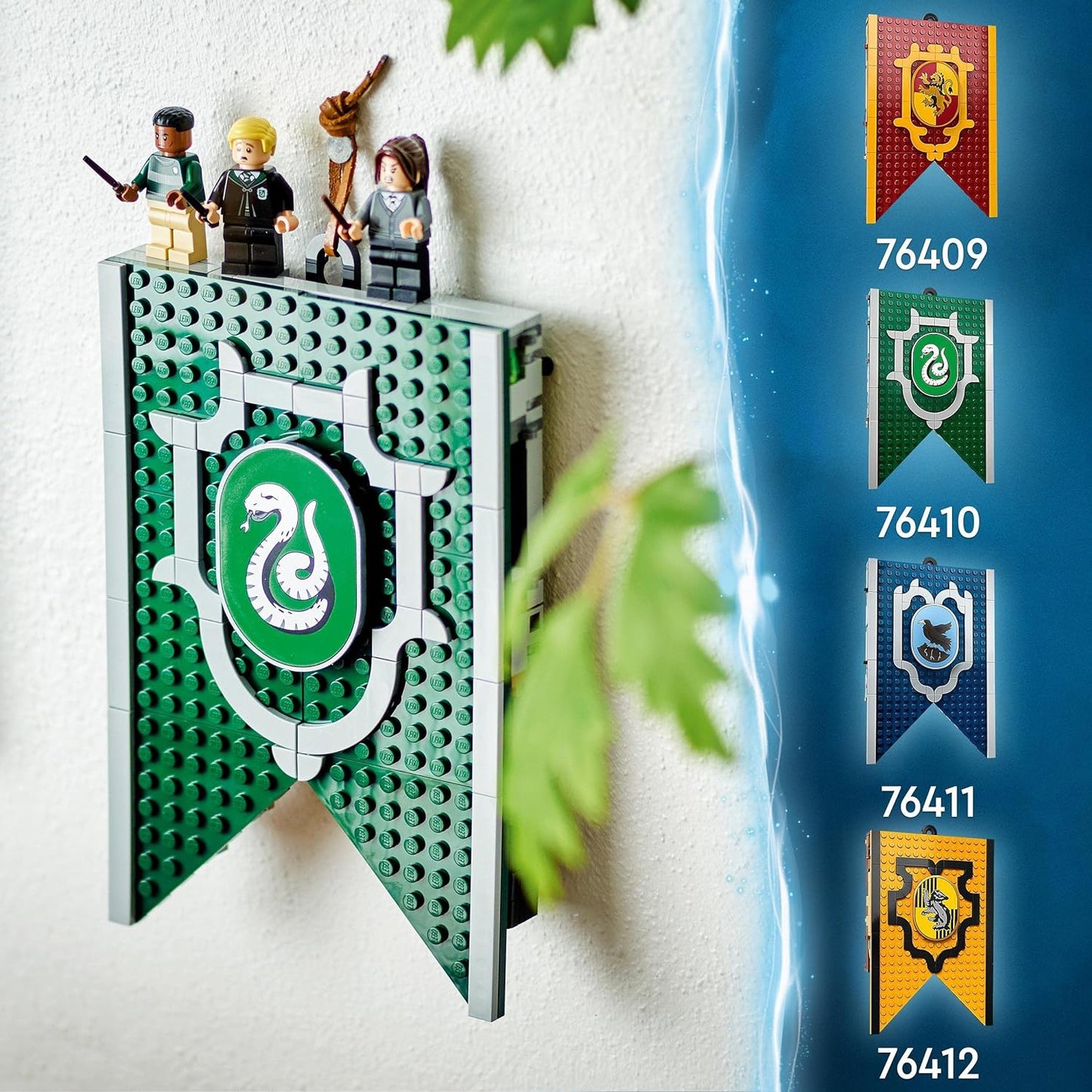 LEGO 76410 Harry Potter House Banner Slytherin Set, Hogwarts Crest and Community Room Toy, 2-in-1 Travel Toy and Wall Decoration, Collectible Set with Draco Malfoy Mini Figure, 9-99 Years