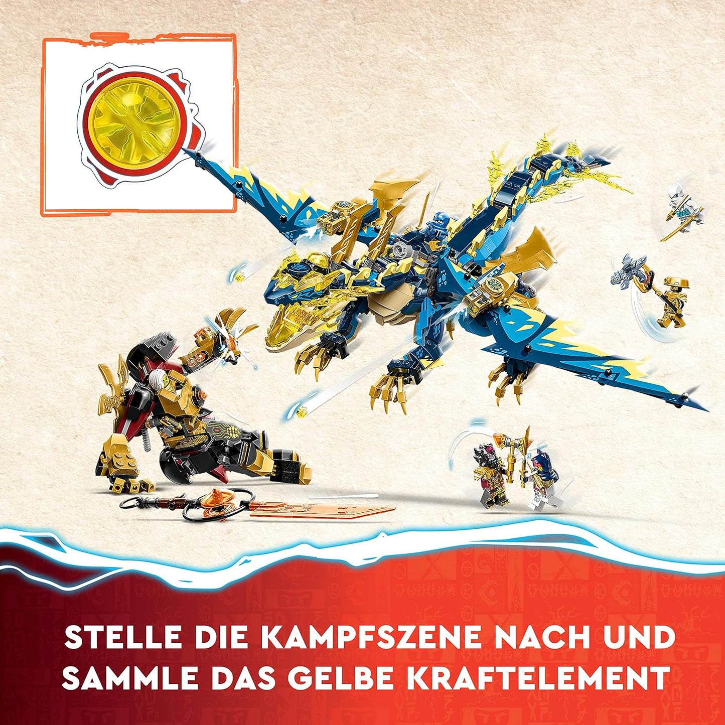 LEGO 71796 Ninjago Imperial Mech Duel Against the Elemental Dragon, Large Set with Dragon Toy, Action Figure, Ninja Flyer & 6 Mini Figures, Collectible Gift for Children, Boys, Girls