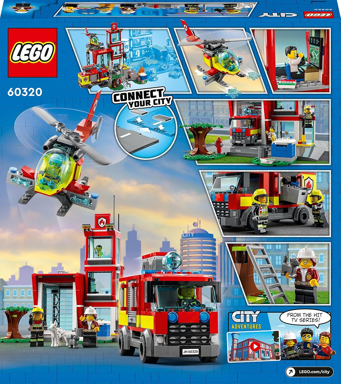 LEGO 60320 City Fire Station, Fire Station Toy for Children from 6 Years with Garage, Fire Engine and Helicopter, Fire Station Toy for Boys and Girls