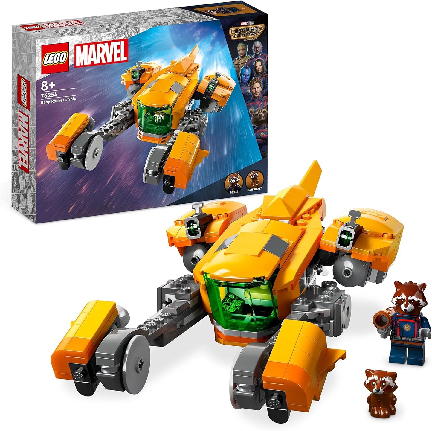 LEGO 76254 Marvel Baby Rockets Ship, Guardians of The Galaxy Volume 3 Building Toy for Kids with Superhero Mini Figure and Spaceship, Space Set