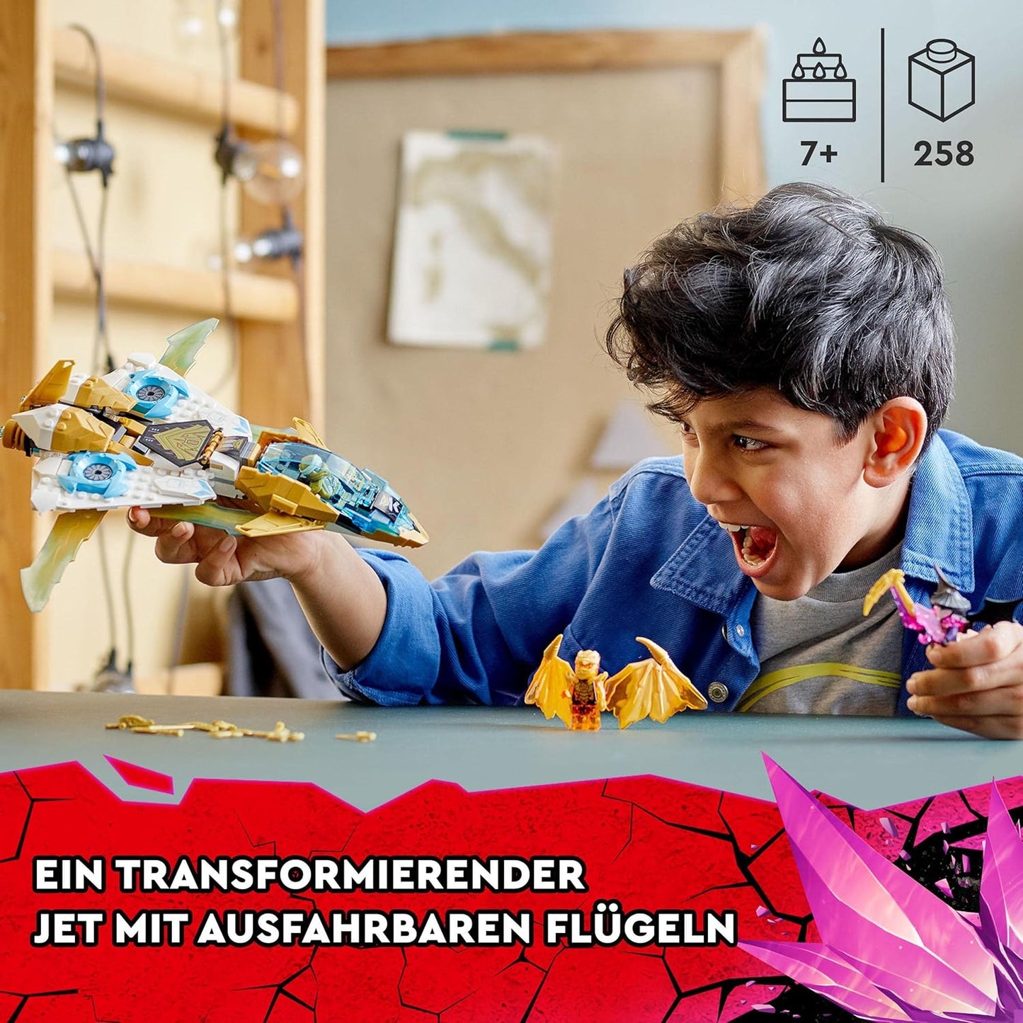 LEGO 71770 Ninjago Zanes Gold Dragon Jet Set with Toy Aeroplane and Cole and Zane Mini Figures, Great Birthday Gift for Children from 7 Years, Multicoloured