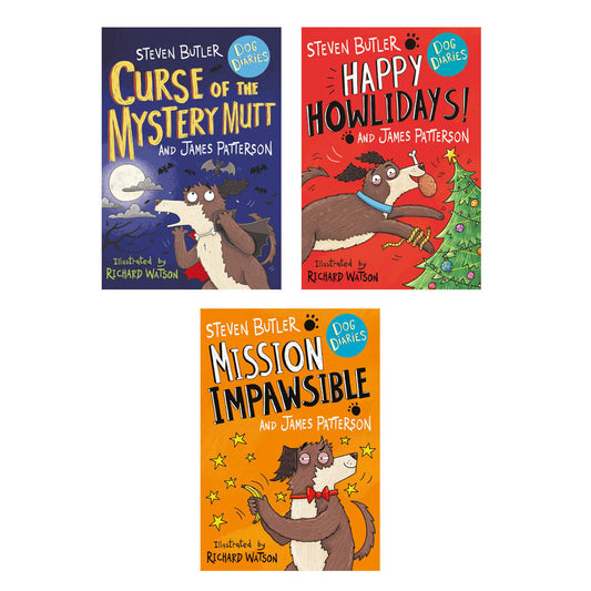 Dog Diaries 3 Books Collection Set (Curse of the Mystery Mutt,Happy Howlidays..)