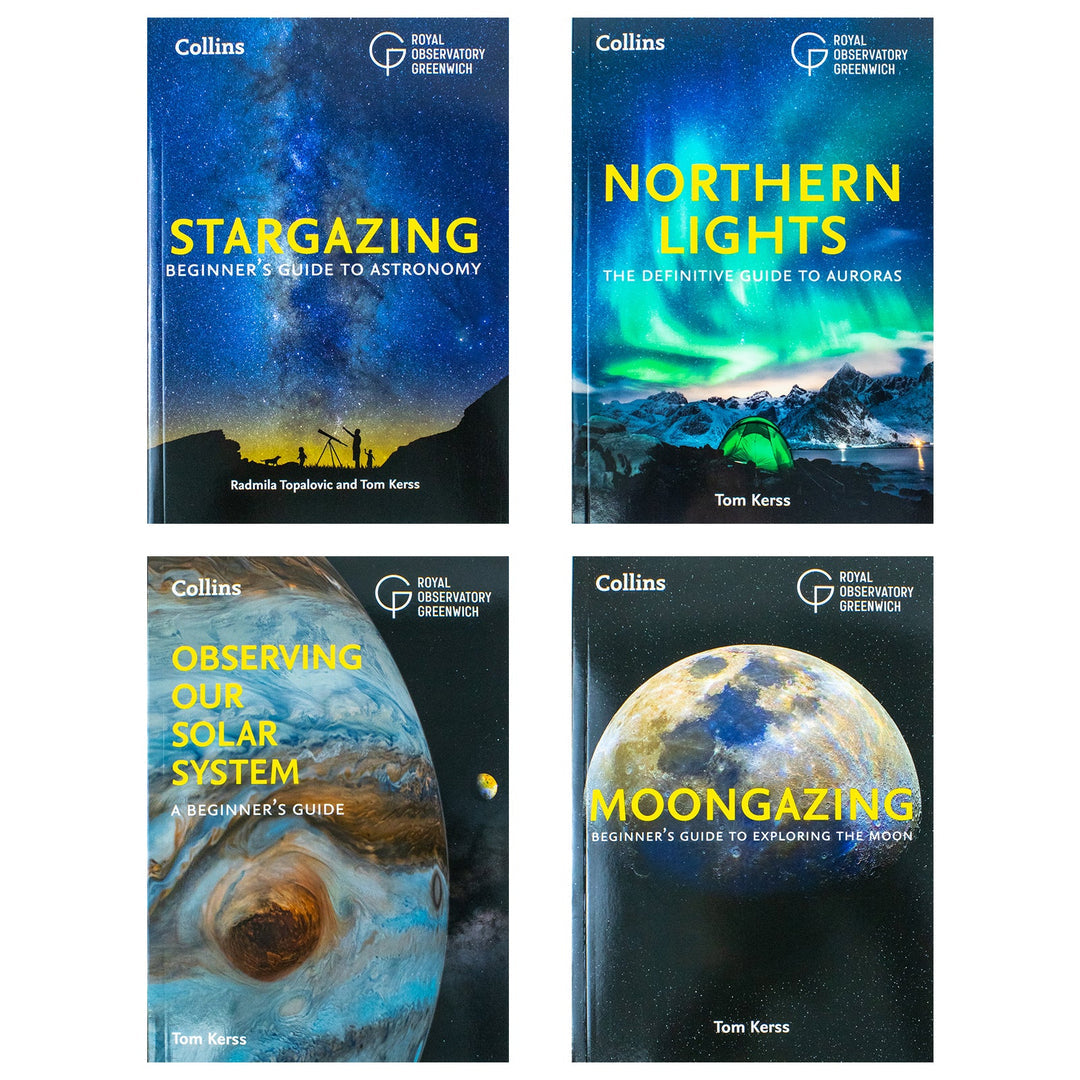 Beginner's Guides of Astronomy 4 Books Collection Box Set, Stargazing, Moongazing, Northern Lights and Observing our Solar System for 12+