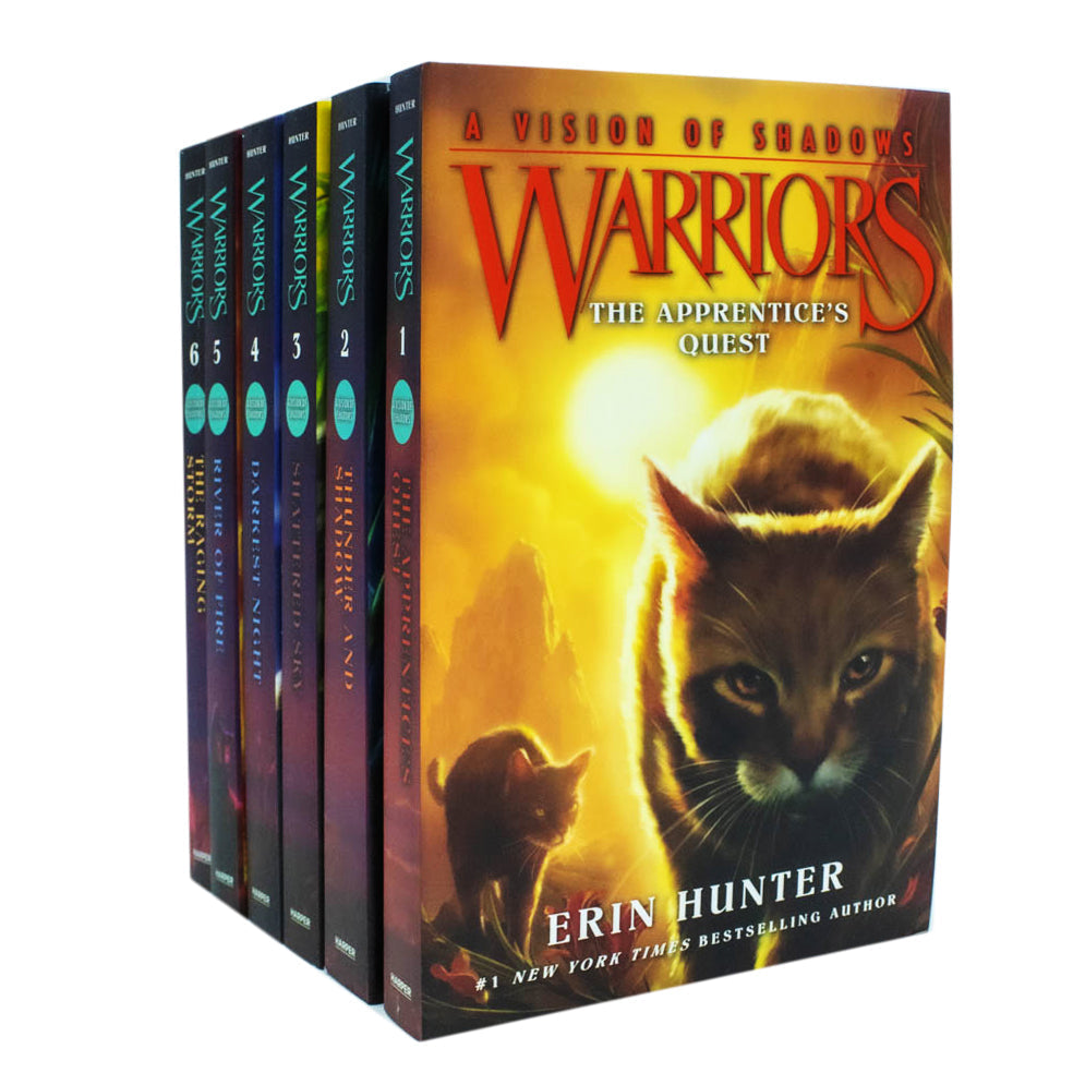 Warriors Cat A Vision of Shadows Series Books 1 - 6 Series 6 Collection Set By Erin Hunter