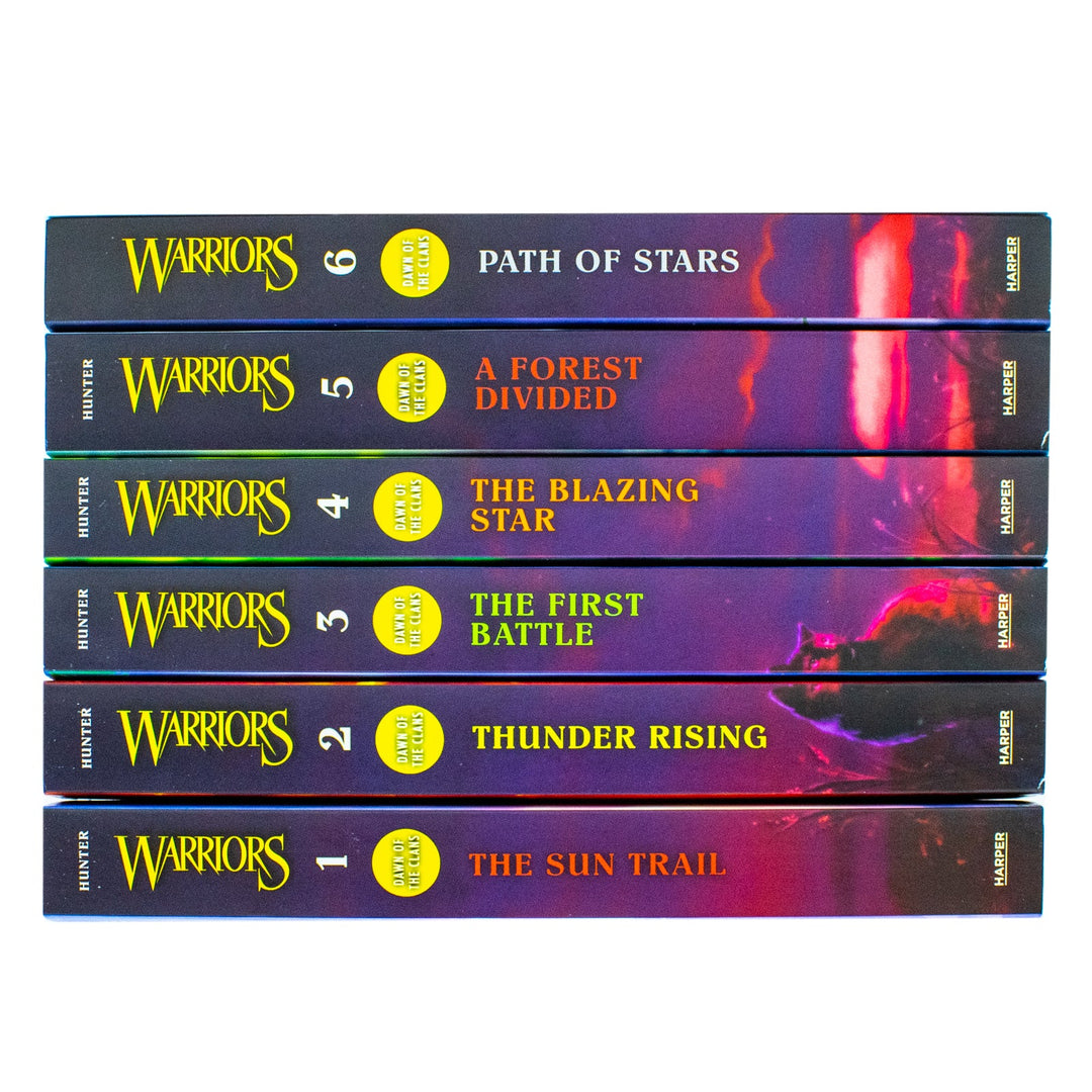 Warriors Cats Dawn of The Clans Prequel Book 1-6 Series 5 Collection Books by Erin Hunter (The Sun Trail, Thunder Rising, The First Battle, The Blazing Star, A Forest Divided &amp; Path of Stars)