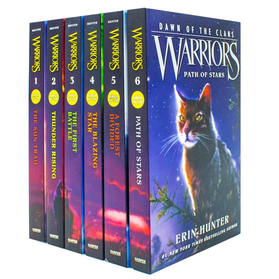 Warriors Cats Dawn of The Clans Prequel Book 1-6 Series 5 Collection Books by Erin Hunter (The Sun Trail, Thunder Rising, The First Battle, The Blazing Star, A Forest Divided &amp; Path of Stars)