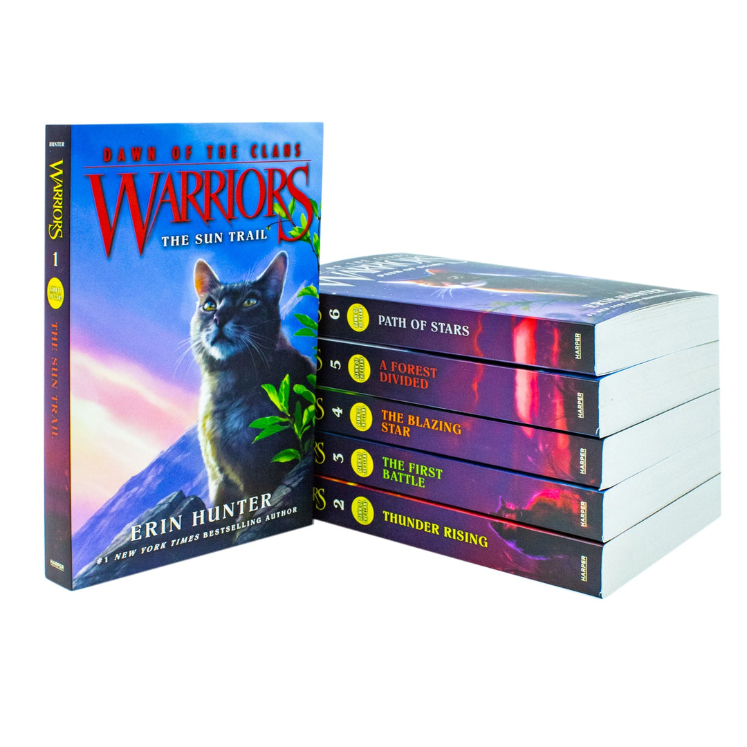 Warriors Cats Dawn of The Clans Prequel Book 1-6 Series 5 Collection Books by Erin Hunter (The Sun Trail, Thunder Rising, The First Battle, The Blazing Star, A Forest Divided &amp; Path of Stars)