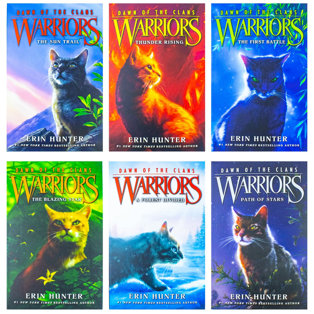 Warriors Cats Dawn of The Clans Prequel Book 1-6 Series 5 Collection Books by Erin Hunter (The Sun Trail, Thunder Rising, The First Battle, The Blazing Star, A Forest Divided &amp; Path of Stars)