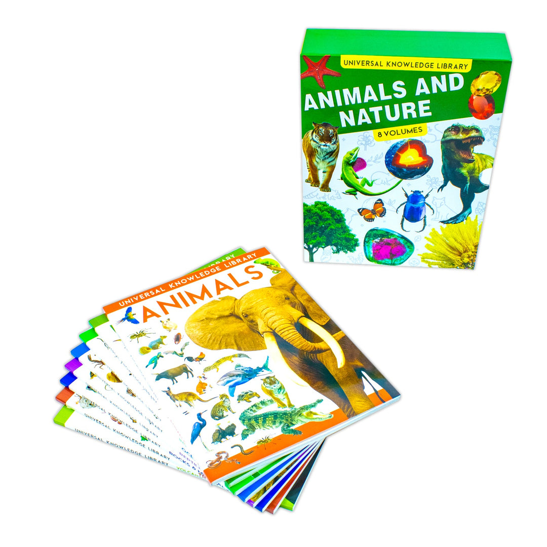 Universal Knowledge Library Animals and Nature 8 Volumes Book Collection Set