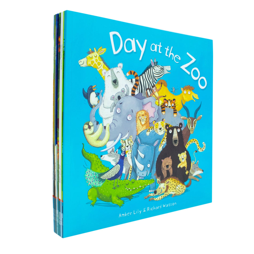 A Day at the Zoo 10 Animal Stories Illustrated Picture Flats Συλλογή βιβλίων: (Animal Magic, Little Giraffe Big Idea, Little Penguin, See You Later Alligator, The Silent Owl, Milly the Meerkat)