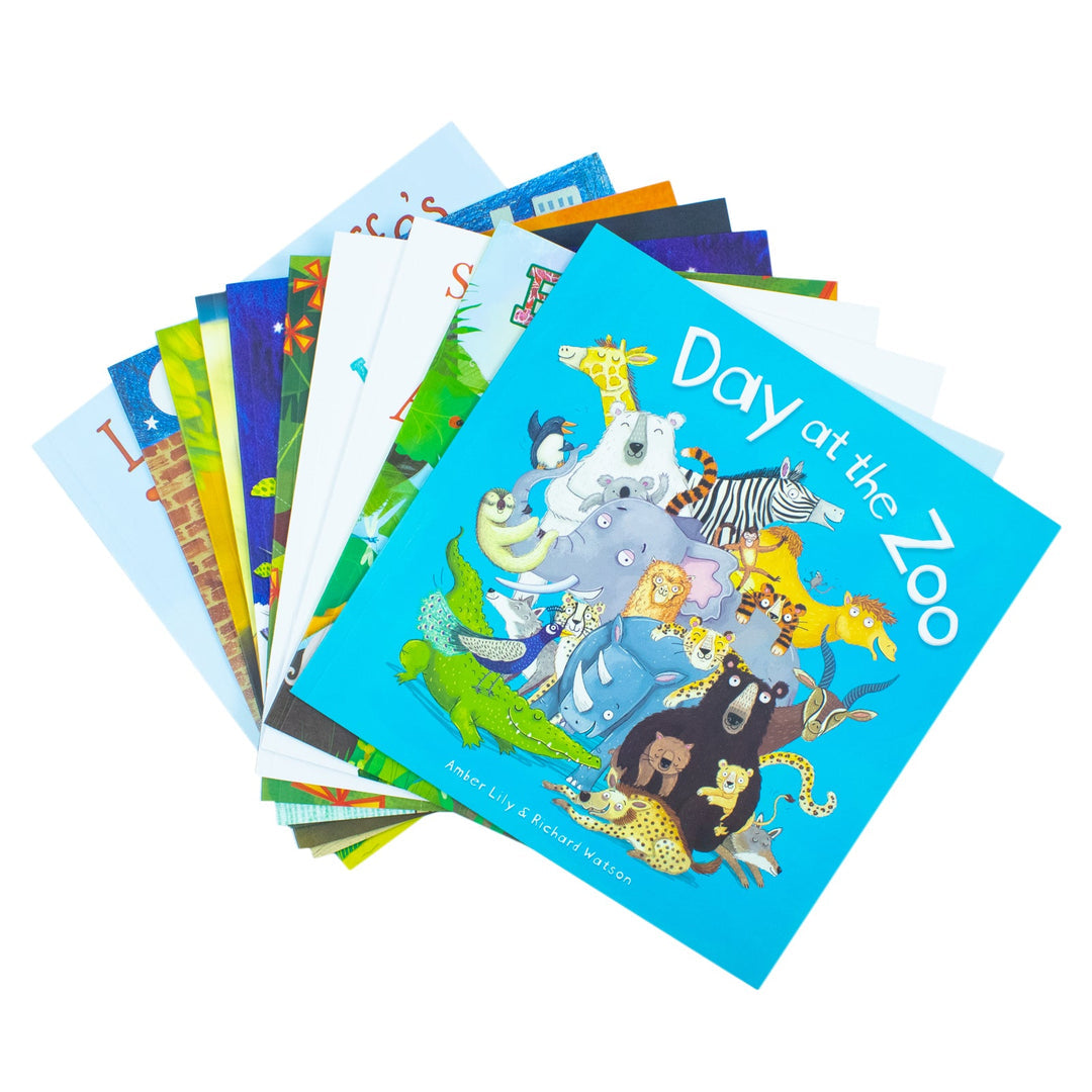 A Day at the Zoo 10 Animal Stories Illustrated Picture Flats Book Collection: (Animal Magic, Little Giraffe Big Idea, Little Penguin, See You Later Alligator,The Silent Owl, Milly the Meerkat)