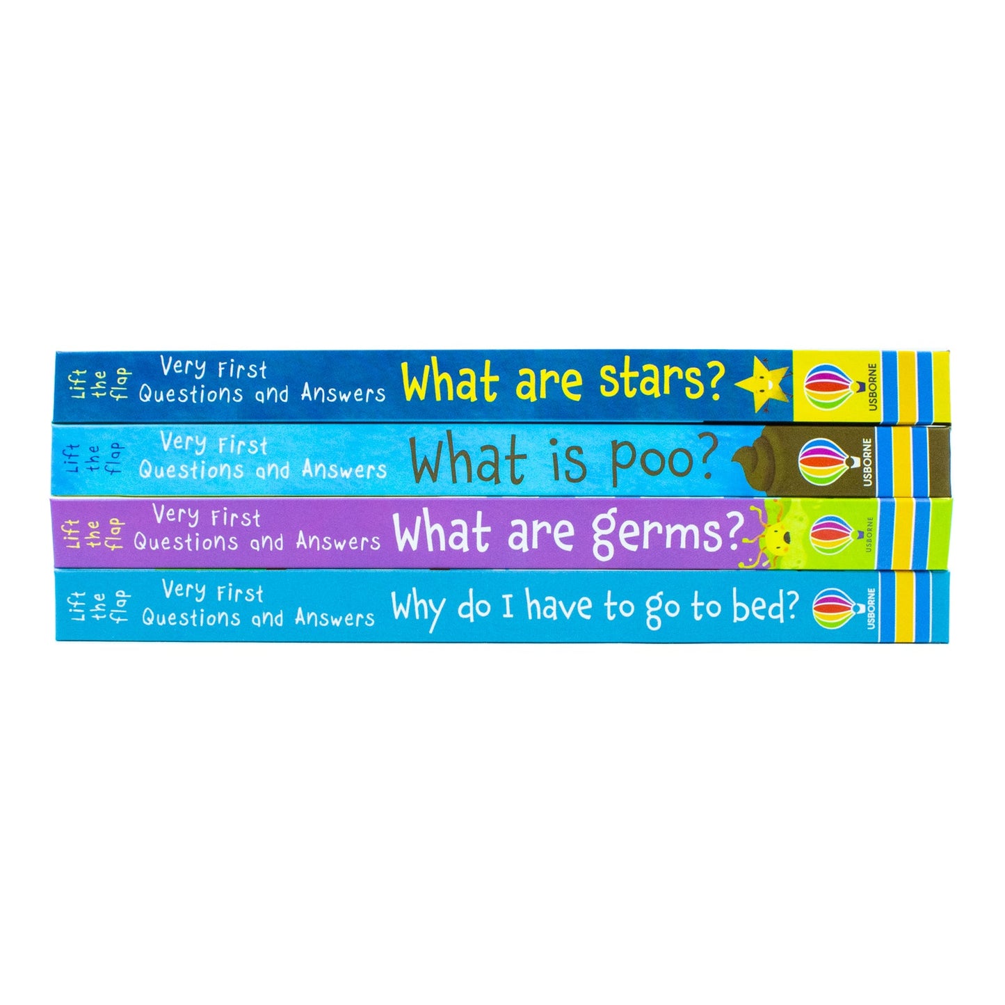 Usborne Lift-The-Flap Very First Questions and Answers Collection 2 - 4 Books set (Τι είναι τα αστέρια, τι είναι το poo, Τι είναι τα μικρόβια, Γιατί πρέπει να πάω για ύπνο)