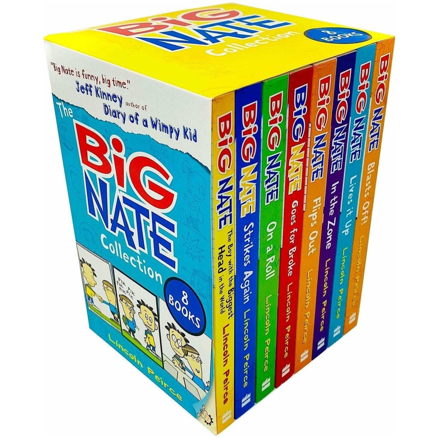 Big Nate Series 8 Books Collection Box Set by Lincoln Peirce (Boy with the Biggest Head in the World, Strikes Again, On a Roll, Goes for Broke, Flips Out, In the Zone, Lives it Up & Blasts Off)