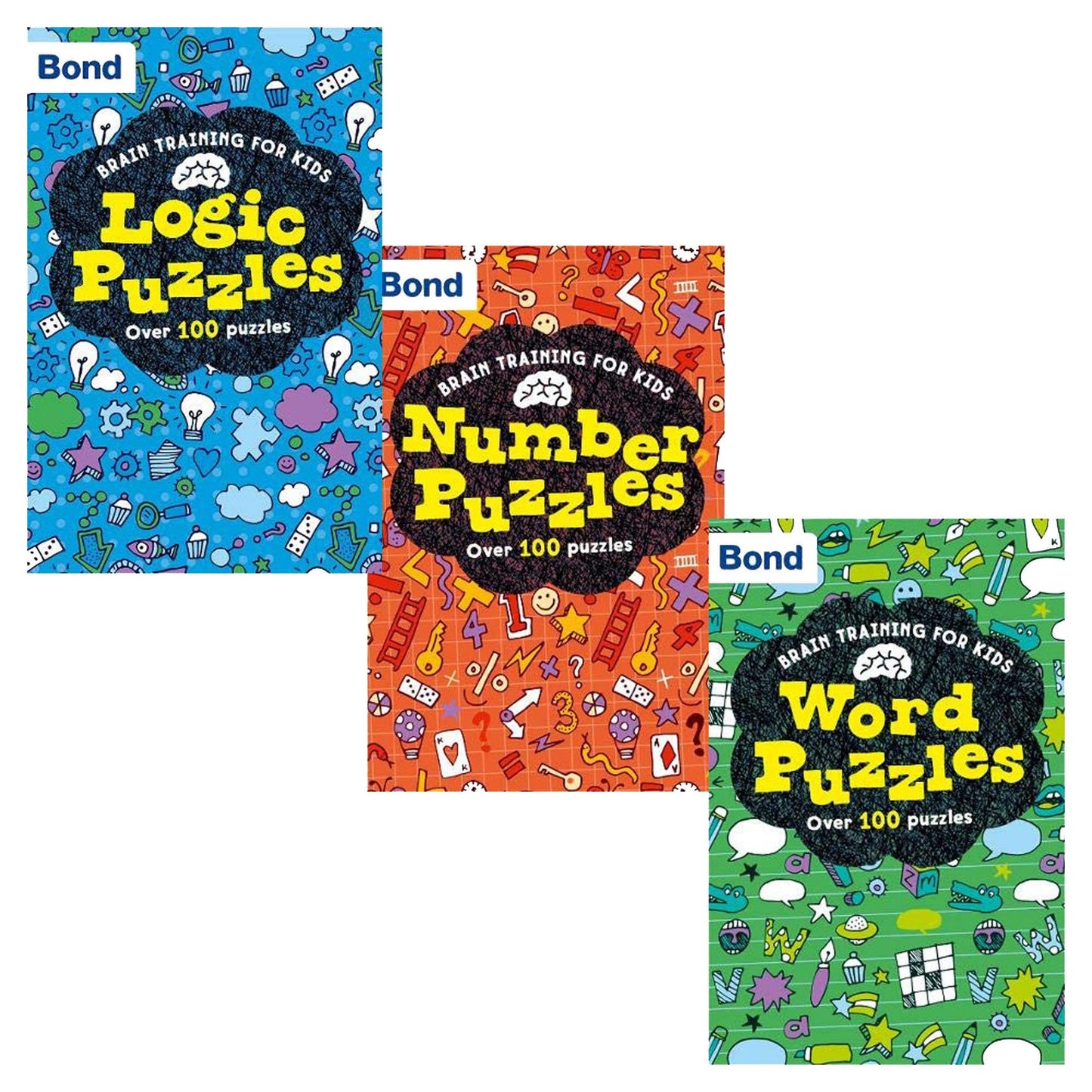 Bond Brain Training for Kids Oxford 3 Books Collection Set - Number Puzzles, Logic Puzzles, Word Puzzles