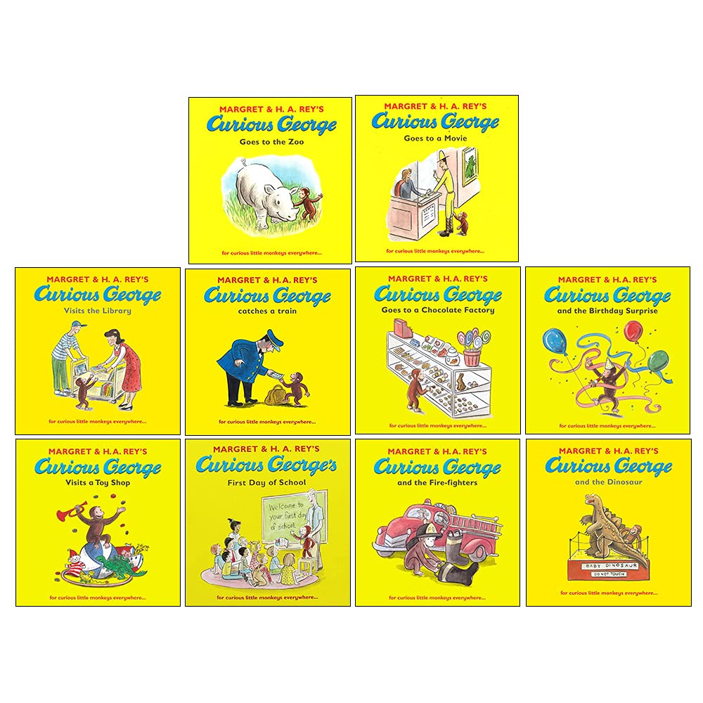 The Curious George Collection Series 10 Books Box Set Fire-fighters, Birthday Surprise, Dinosaur, Goes to the Zoo, Goes to a Chocolate Factory &amp; ΑΛΛΑ