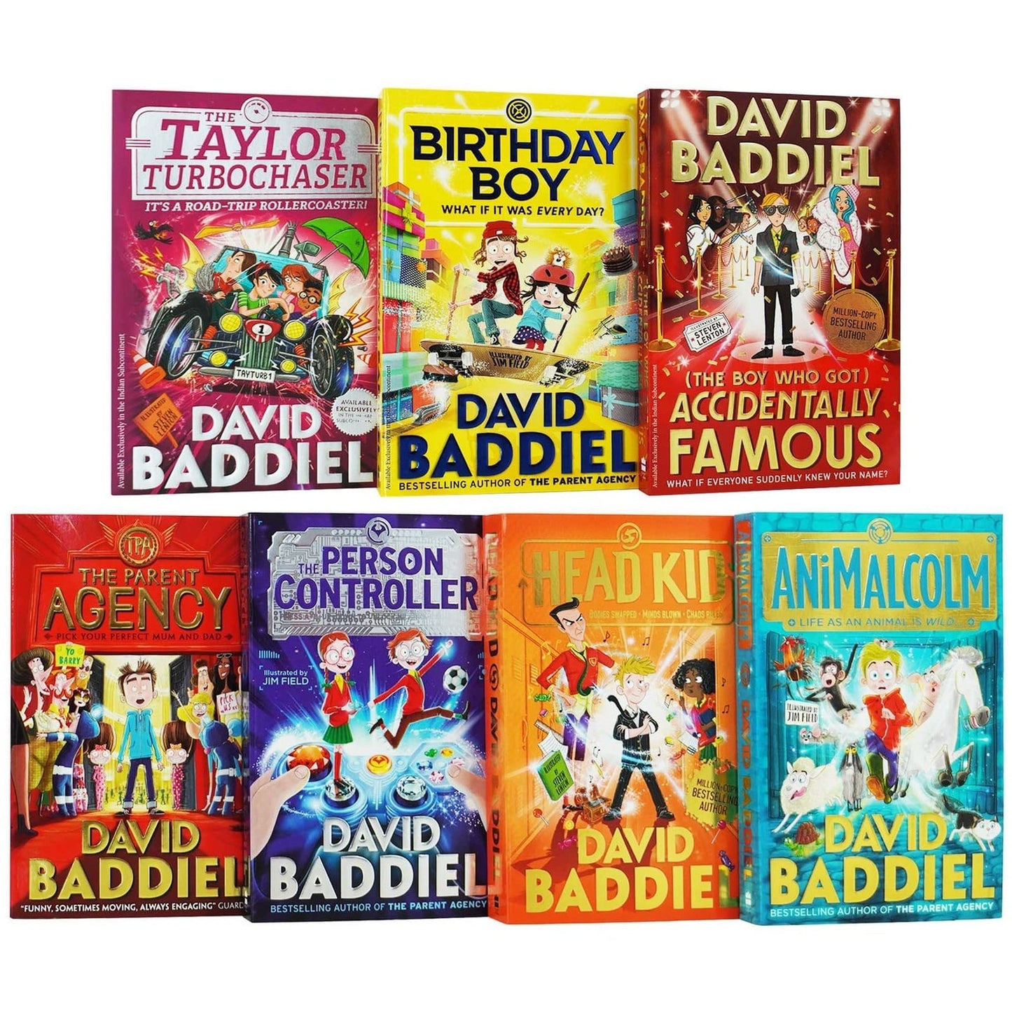 David Baddiel Collection 7 Books Set (The Parent Agency, The Person Controller, AniMalcolm, Head Kid, Birthday Boy, The Taylor TurboChaser & The Boy Who Got Accidentally Famous)