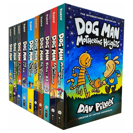 Dog Man Series 10 Books Collection Set by Dav Pilkey Mothering Heights, Grime and Punishment, Fetch-22, For Whom the Ball Rolls, Brawl of The Wild