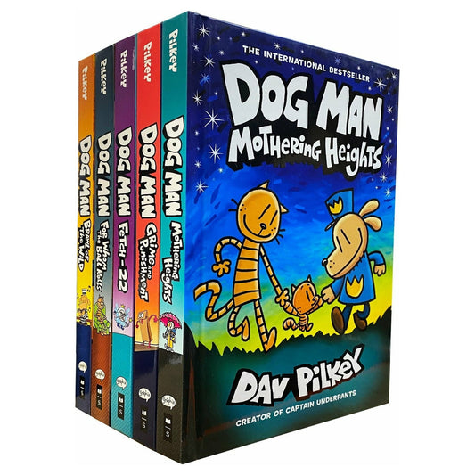 Dog Man Series 6-10 Collection 5 Books Set By Dav Pilkey (Brawl of the Wild, For Whom the Ball Rolls, Fetch-22, Grime and Punishment, Mothering Heights)