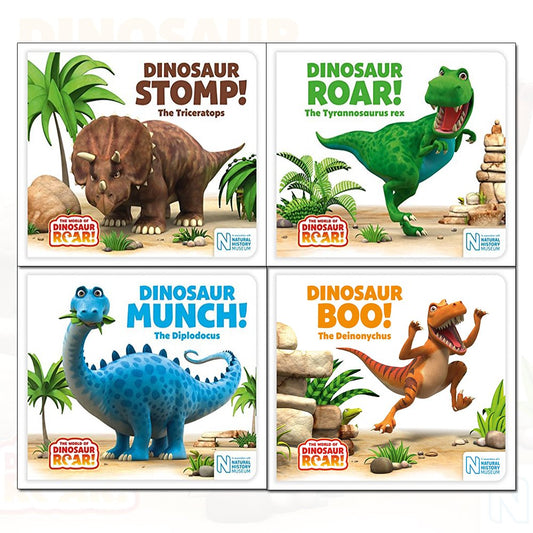 The World of Dinosaur Roar Series Books 1 - 4 Collection Set (Dinosaur Roar, Dinosaur Boo, Dinosaur Munch, Dinosaur Stomp)