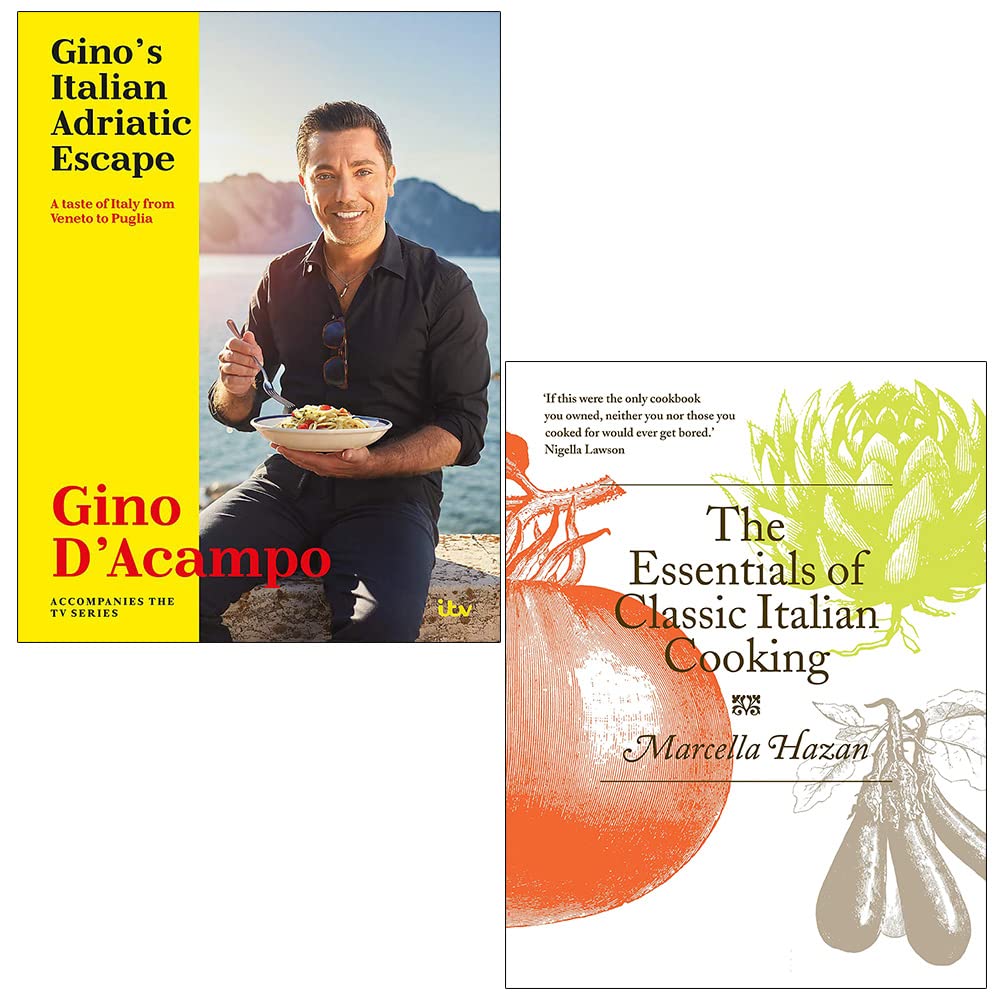 Σετ συλλογής βιβλίων Gino's Italian Adriatic Escape By Gino D'Acampo &amp; The Essentials of Classic Italian Cooking By Marcella Hazan 2 Books