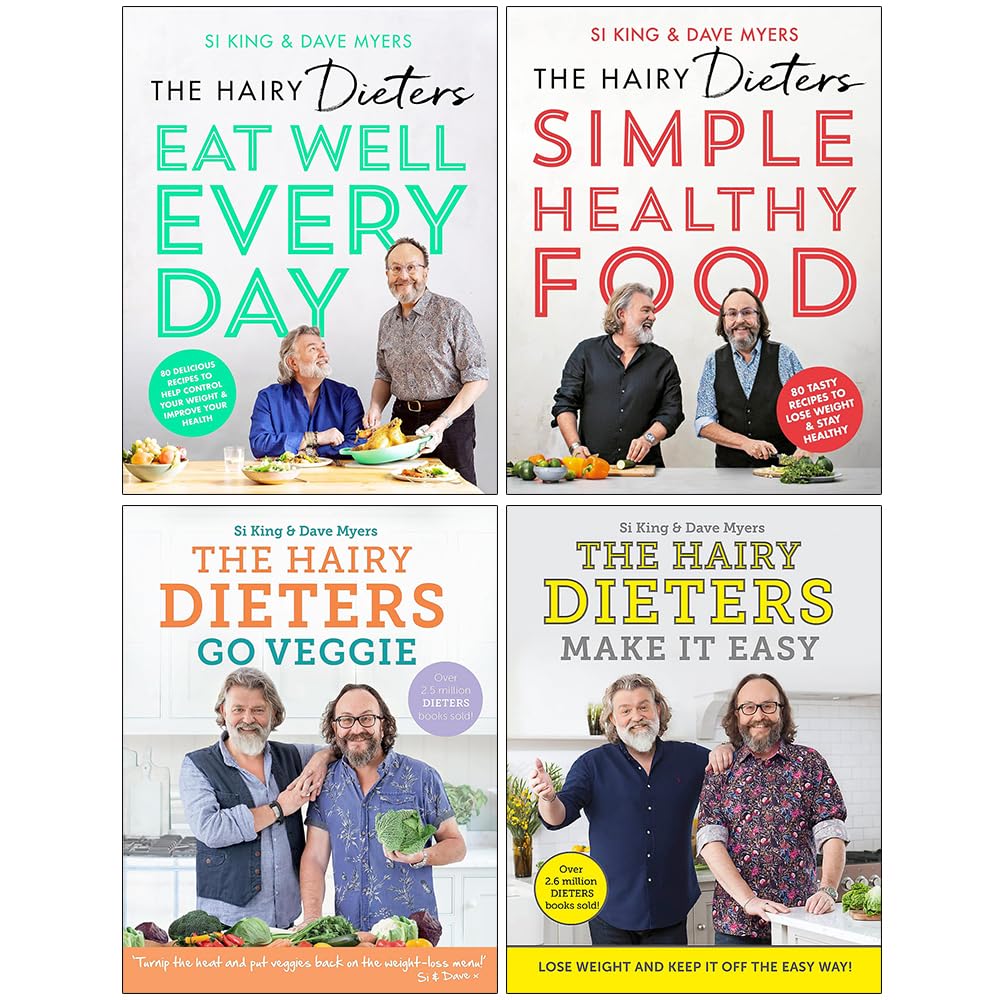 The Hairy Dieters Book 5-8 Collection 4 Books Set By Hairy Bikers (Hairy Dieters Go Veggie,Hairy Dieters Make It Easy, Hairy Dieters' Simple Healthy Food & Hairy Dieters’ Eat Well Every Day)