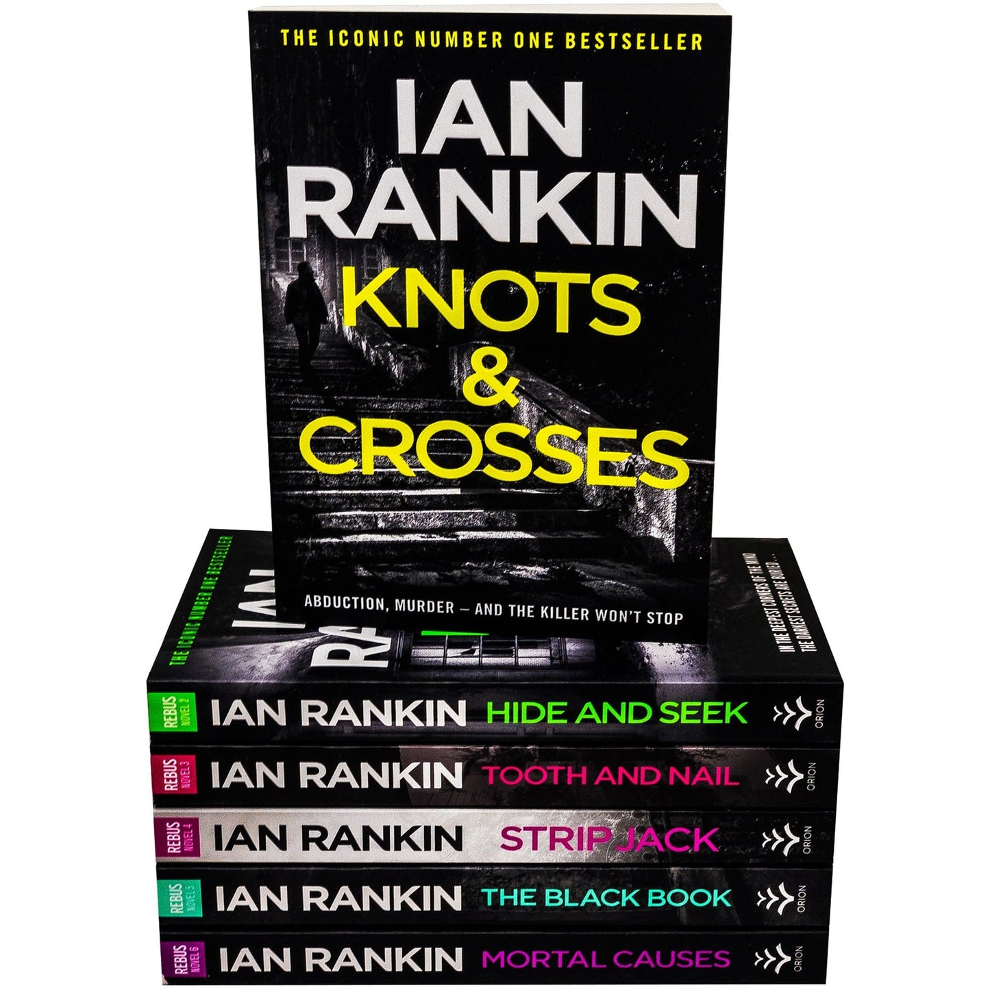 Ian Rankin Inspector Rebus Series Collection 6 Books Set Knots & Crosses, Hide & Seek, Tooth & Nail, Strip Jack, The Black Book, Mortal Causes