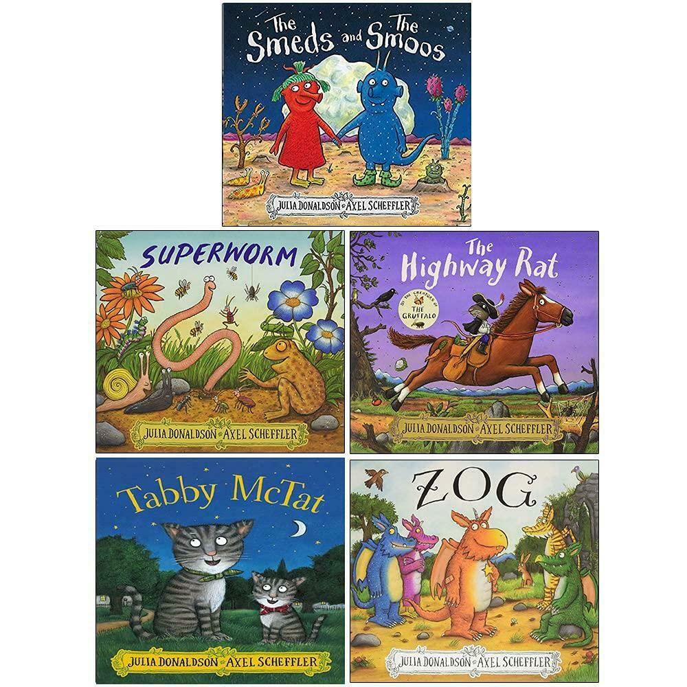 Σετ συλλογής βιβλίων Julia Donaldson 5 - The Smeds and The Smoos, Super Worm, Highway Rat, Tabby Mctat, Zog