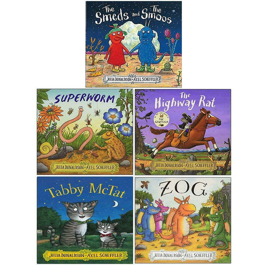 Σετ συλλογής βιβλίων Julia Donaldson 5 - The Smeds and The Smoos, Super Worm, Highway Rat, Tabby Mctat, Zog