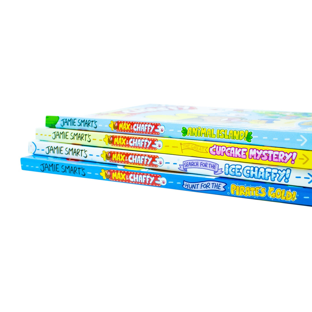 Max and Chaffy Series 4 Books Collection Set By Jamie Smart (Hunt For the Pirates Gold!, Animal Island, Search for Ice Chaffy! & The Great Cupcake Mystery!)