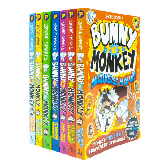 Bunny vs Monkey 7 Books Collection Set By Jamie Smart (Bunny vs Monkey, Supersonic Aye-aye, The Human Invasion, Rise of the Maniacal Badger, the League of Doom!, Multiverse Mix-up & Machine Mayhem)