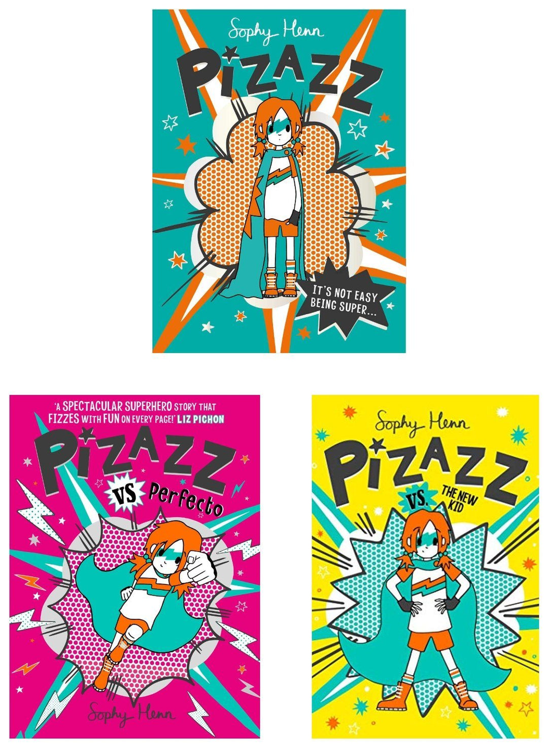 Pizazz Series The Super Awesome New Superhero 3 Books Collection Set By Sophy Henn(Pizazz, Pizazz vs The New Kid & Pizazz vs Perfecto