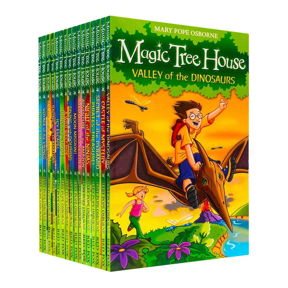 Mary Pope Osborne Magic Tree House Collection 16 Books Set (Moon Mission!, Icy Escape!, Olympic Challenge!, Castle of Mystery, Night of the Ninjas, Racing with Gladiators, A Wild West Ride &amp; ΑΛΛΑ!)