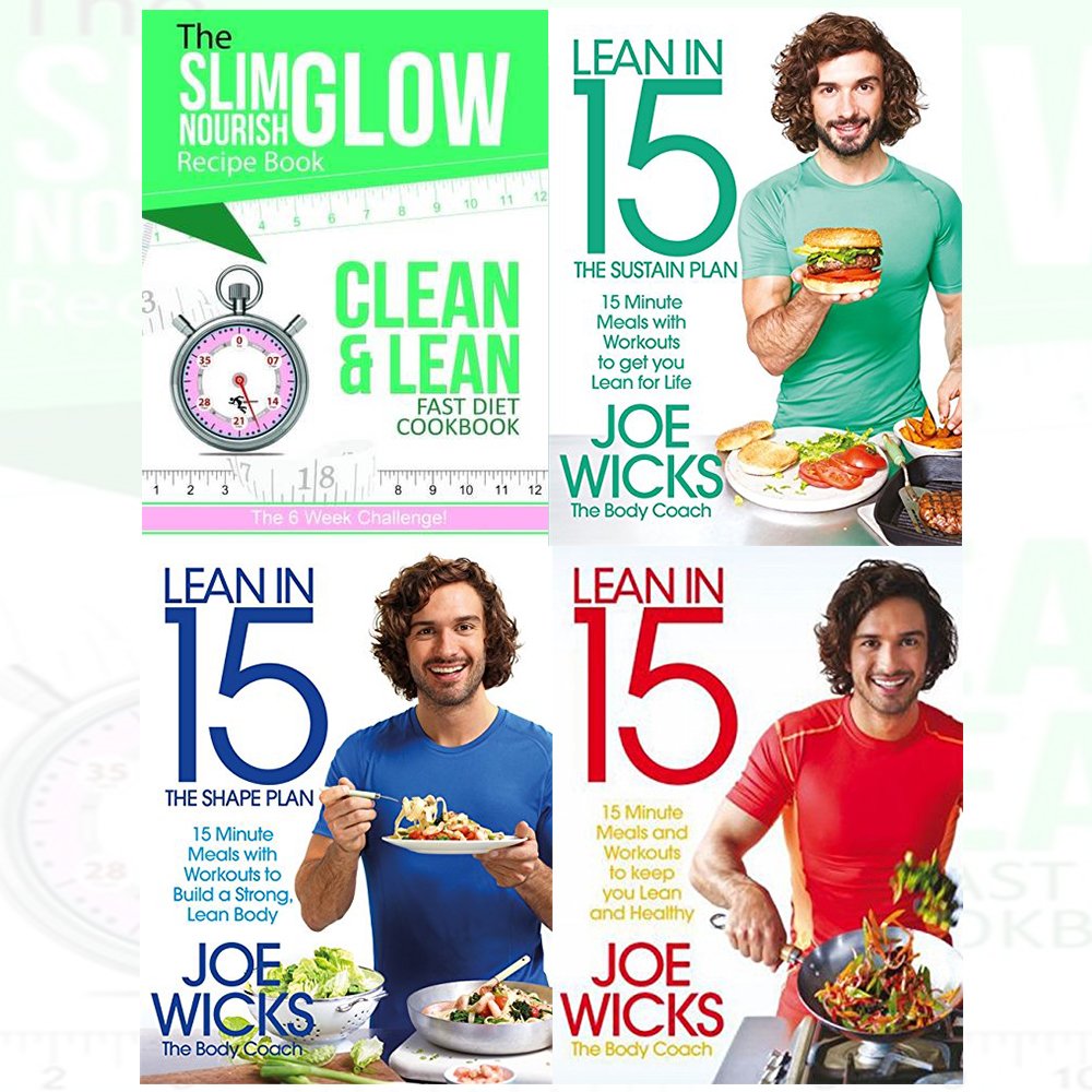 Joe Wicks Books and The Slim Glow Nourish Clean & Lean Fast Diet Cookbook 4 Books Collection Set