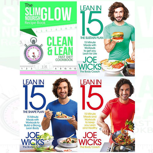 Joe Wicks Books and The Slim Glow Nourish Clean & Lean Fast Diet Cookbook 4 Books Collection Set