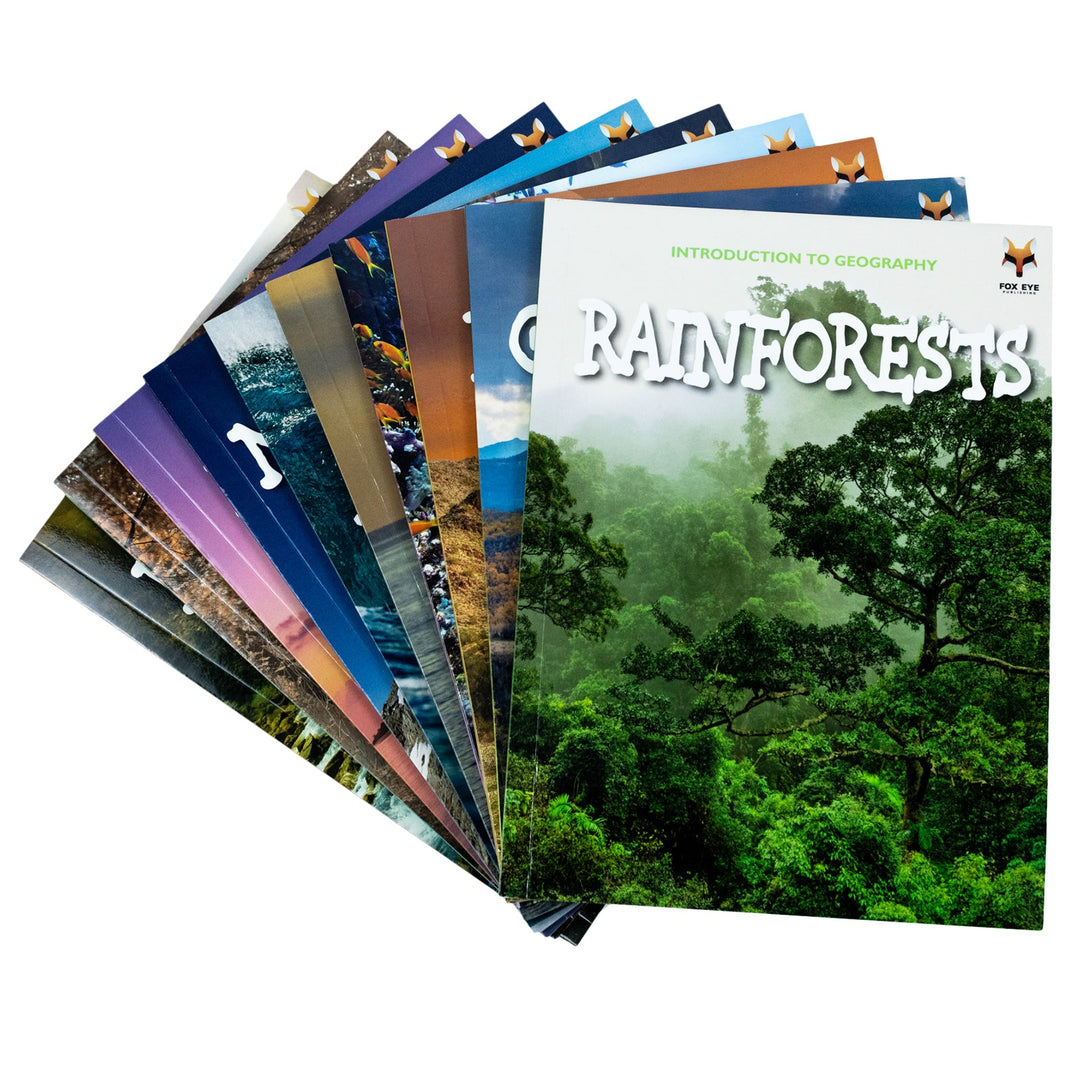 Childrens Introduction to Geography for Beginners 10 Book Collection Set: (Coral Reefs, Deserts, Forests, Grasslands, Islands, Mountains, Ocean and Seas, Polar Places, Rainforests, Rivers and Lakes)