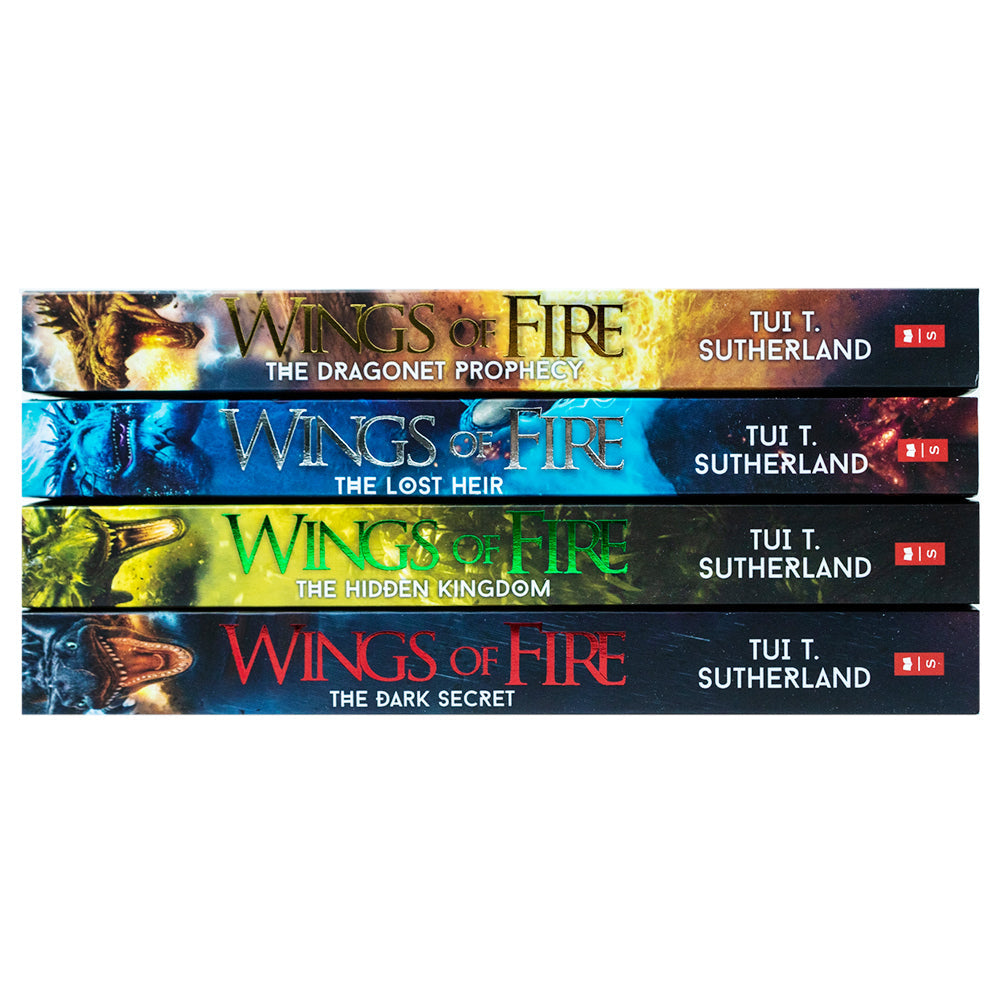 Wings of Fire Series Books 1 - 4 Collection Set by Tui T Sutherland (Dragonet Prophecy, The Lost Heir, The Hidden Kingdom & The Dark Secret)