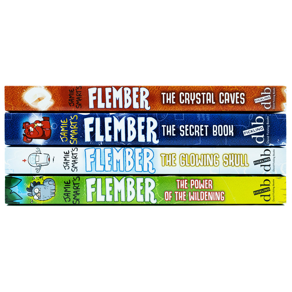 Jamie Smart's Flember Series 4 Books Collection Set (The Glowing Skull, The Secret Book, The Power of the Wildening, The Crystal Caves)