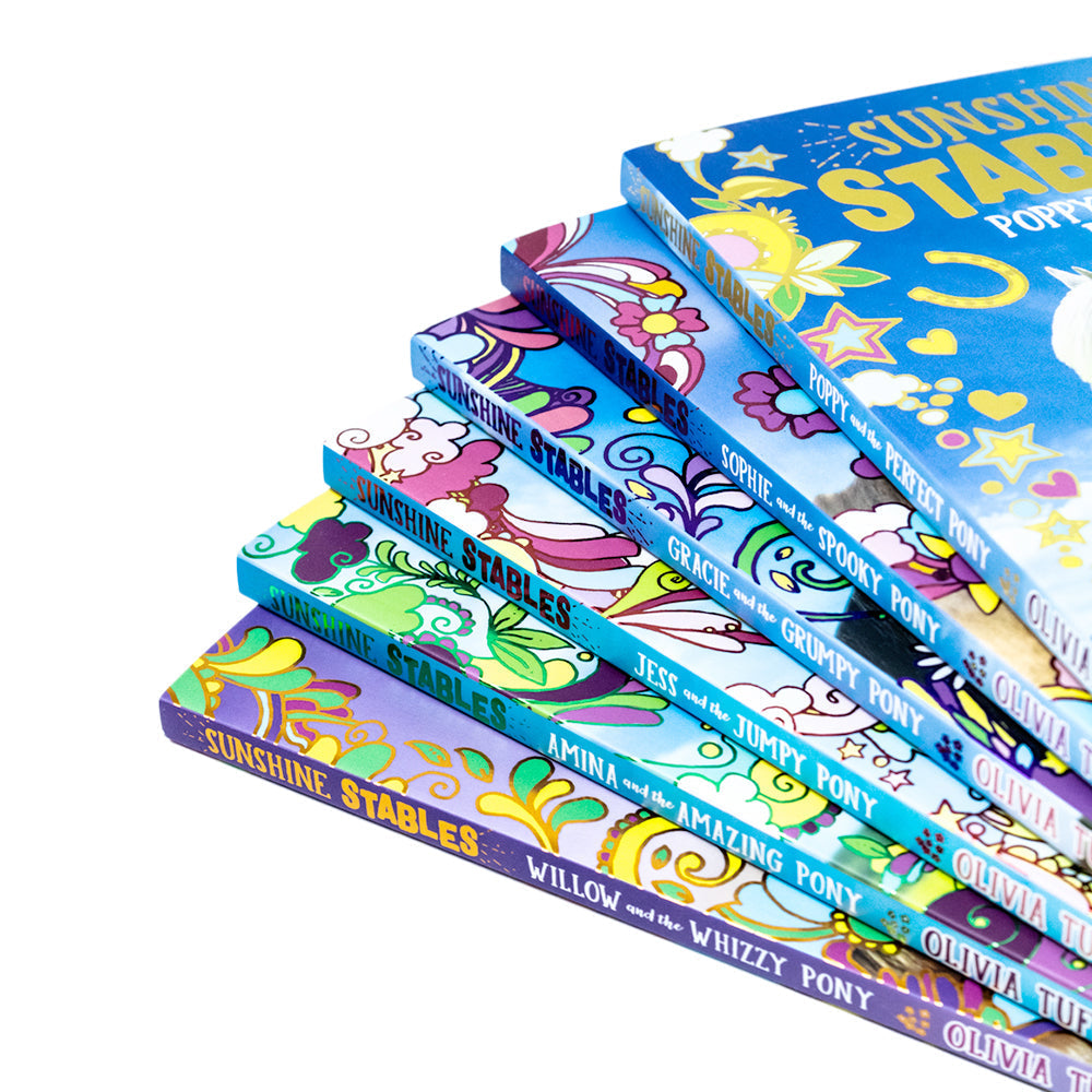 Sunshine Stables Series 6 Book Set By Olivia Tuffin (Poppy and the Perfect Pony, Sophie and the Spooky Pony, Gracie and the Grumpy Pony, Jess and the Jumpy Pony, Amina and the Amazing Pony &amp; Willow and the Whizzy Pony)