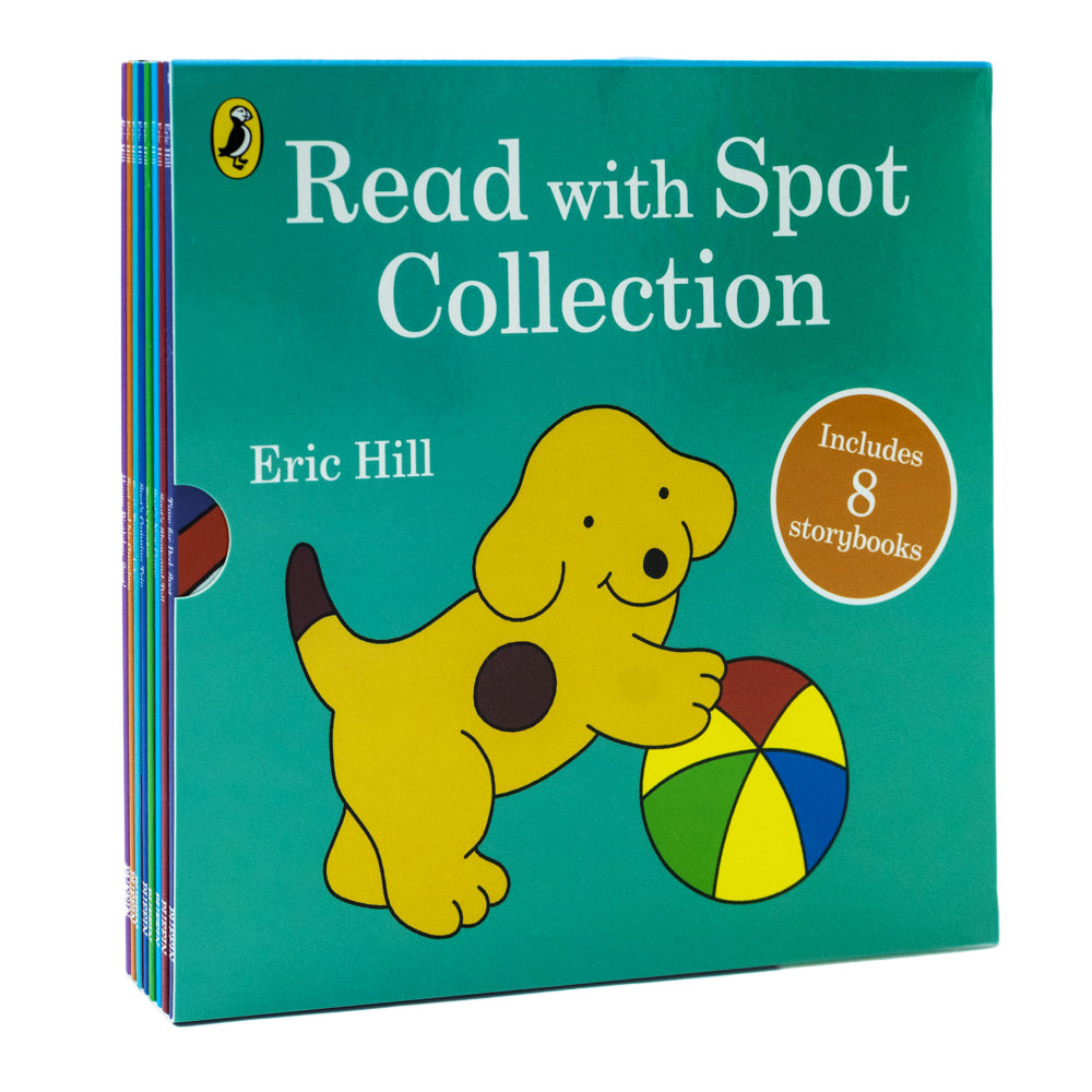 Read With Spot Collection 8 Book Set By Eric Hill ( Time for Bed, Show and Tell, New Game, Garden, Camping Trip, Tummy Ache, And his Grandma, Birthday Spot)