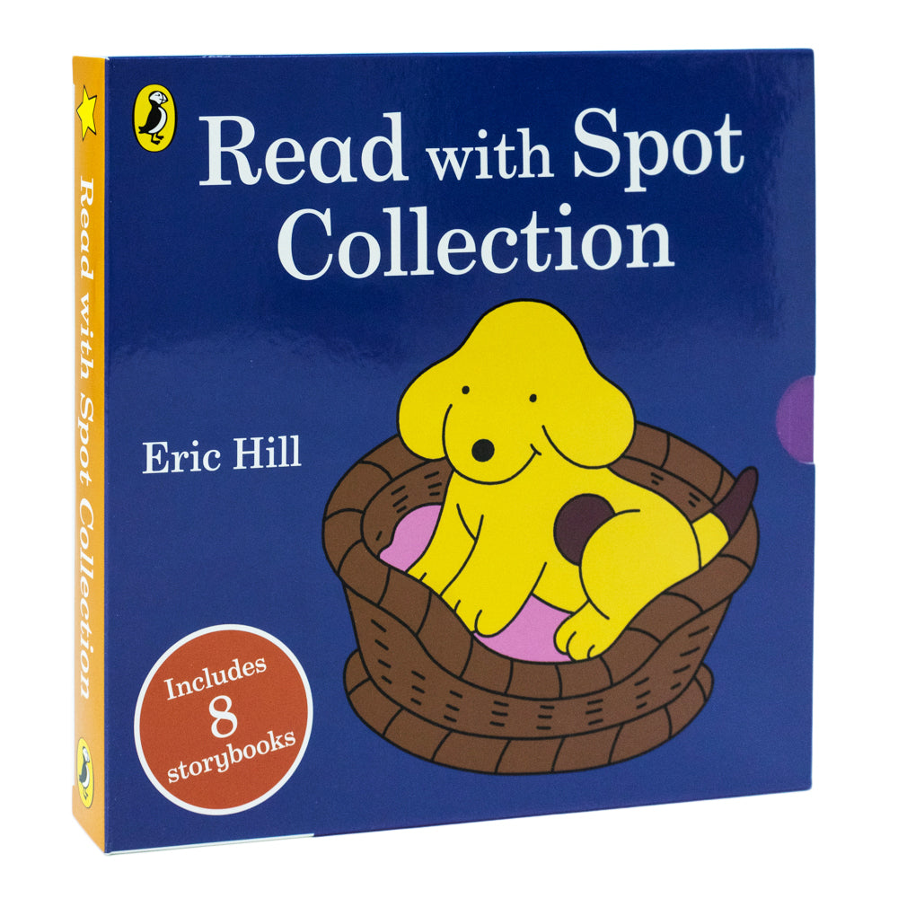 Read With Spot Collection 8 Book Set By Eric Hill ( Time for Bed, Show and Tell, New Game, Garden, Camping Trip, Tummy Ache, And his Grandma, Birthday Spot)