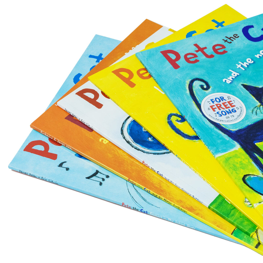 Pete the Cat Series 5 Books Collection Set By Eric Litwin (I Love My White Shoes, Rocking in My School Shoes, Pete the Cat and his Four Groovy Buttons & More!)