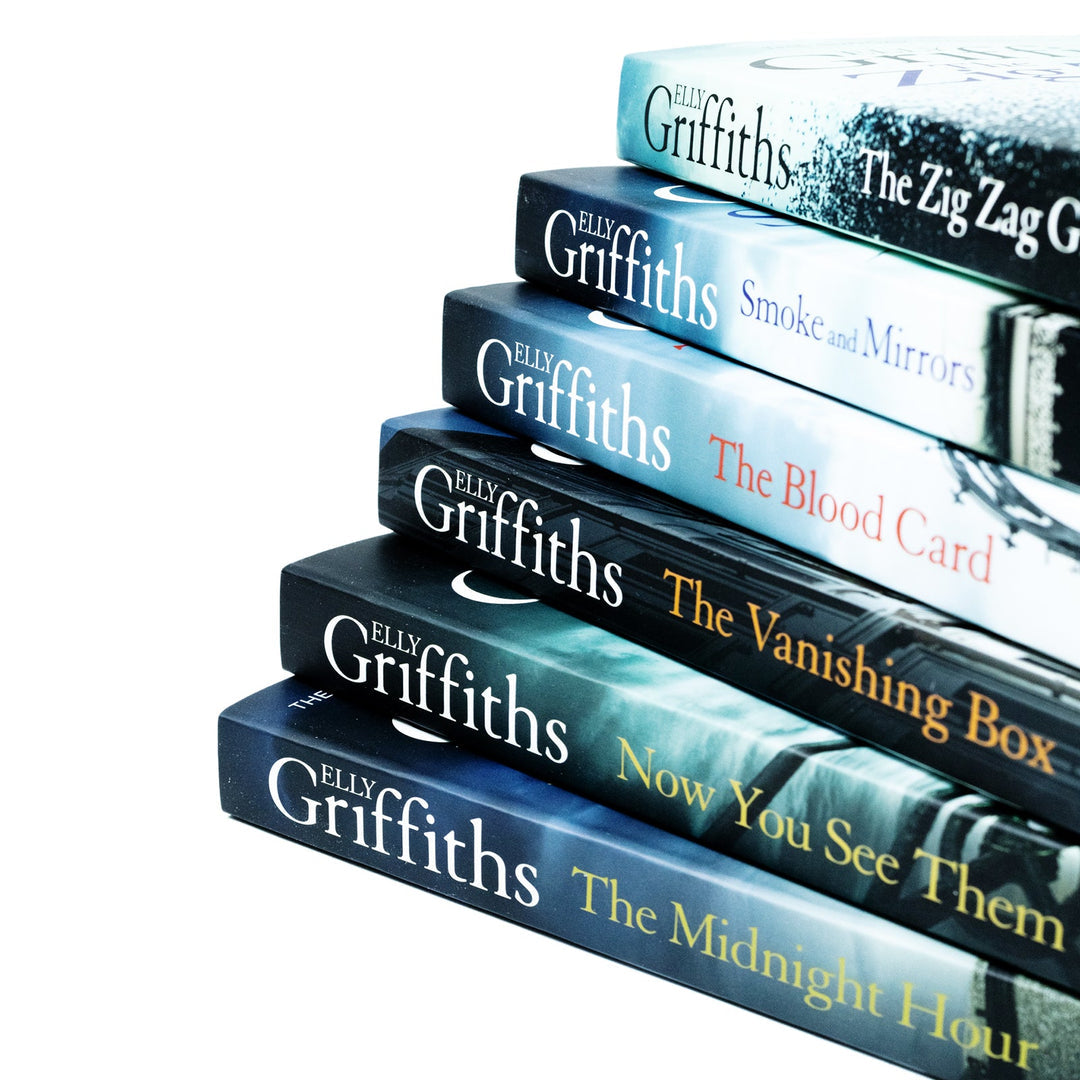 The Brighton Mysteries Series Books 1 - 6 Collection Set by Elly Griffiths (Zig Zag Girl, Smoke and Mirrors, Blood Card, Vanishing Box, Now You See Them & Midnight Hour)