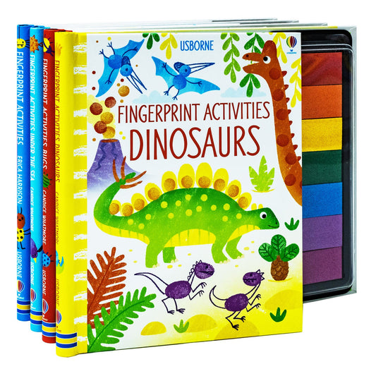 Fingerprint Activities 4 Books Collection Set (Under the Sea, Fingerprint Activities, Dinosaurs, Bugs)