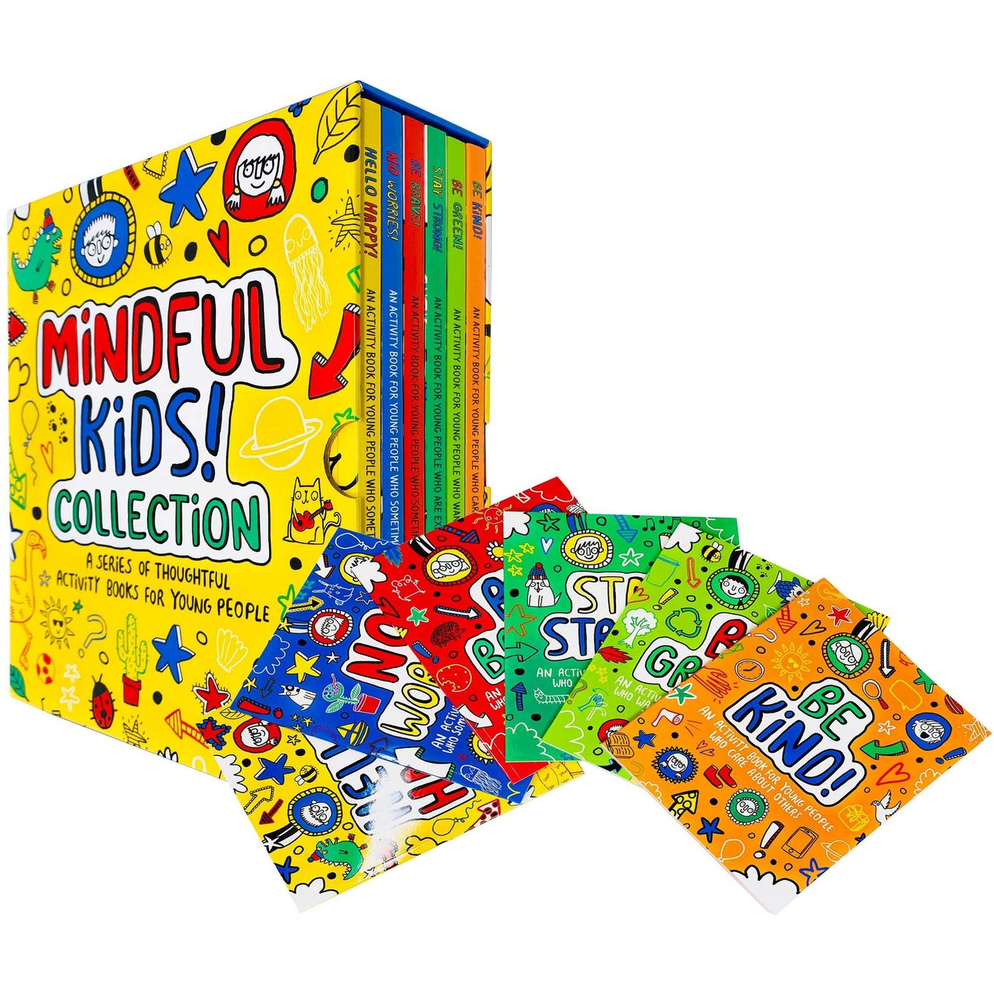 Mindful Kids 6 Books Collection Activity Box Set - Hello Happy No Worries Be Brave Stay Strong Be ..