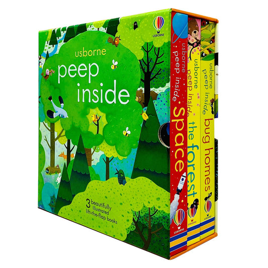 Usborne Peep Inside Lift-the-Flap Series 3 Books Collection Box Set (Космос, Лес и Дома насекомых)