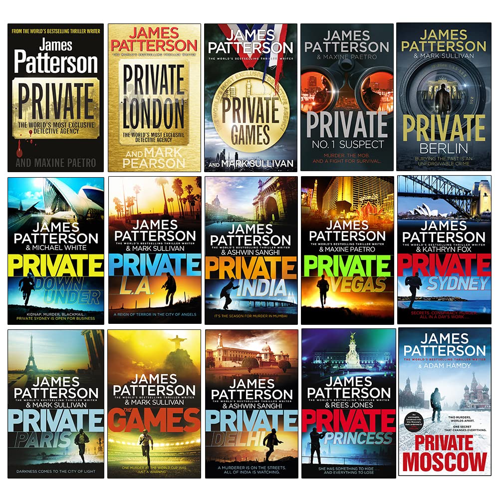 James Patterson Private Series 1-15 Books Collection Set (Private, London, Games, No. 1 Suspect, Berlin, Down Under, Private L. A., India & MORE)