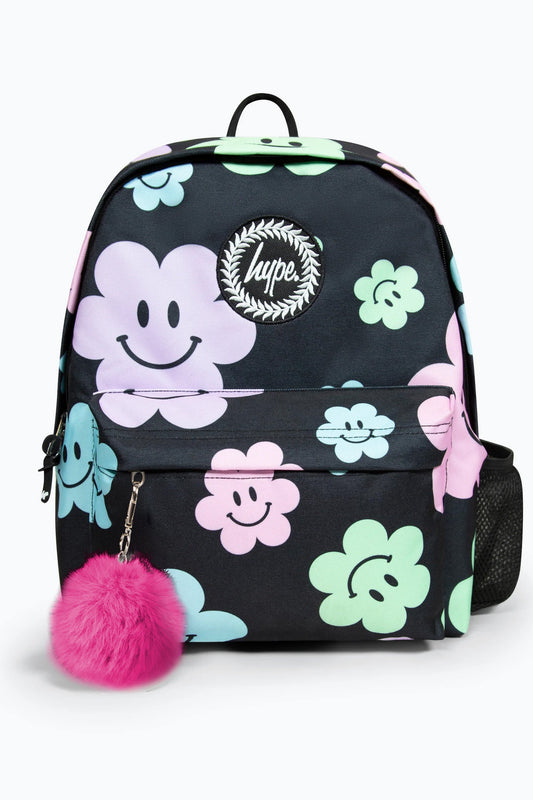 Hype Girls Iconic Black Happy Flower Backpack