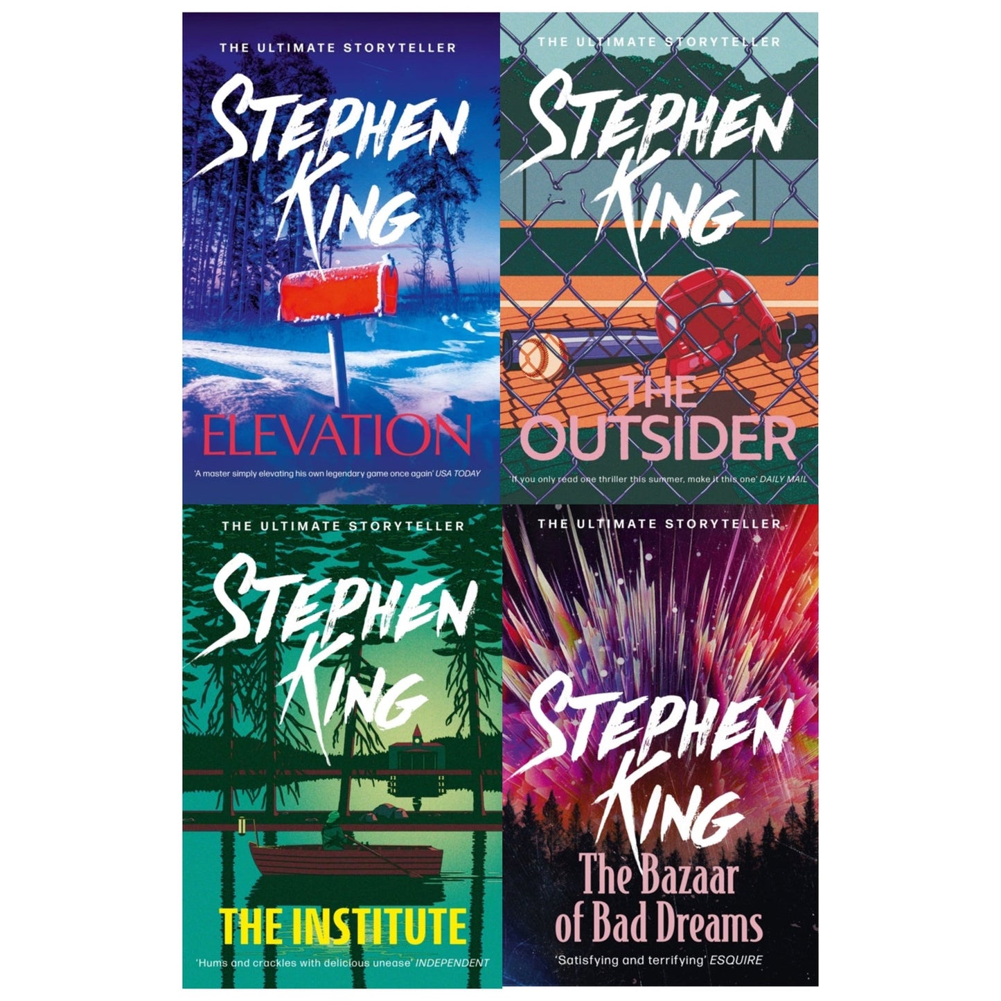 Stephen King 4 Books Collection Set The Institute, The Outsider, Elevation, The Bazaar of Bad Dreams 